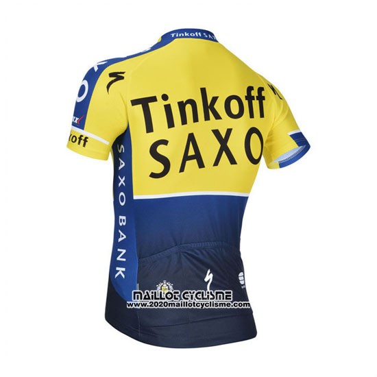 2014 Maillot Ciclismo Tinkoff Saxo Bank Bleu et Jaune Manches Courtes et Cuissard